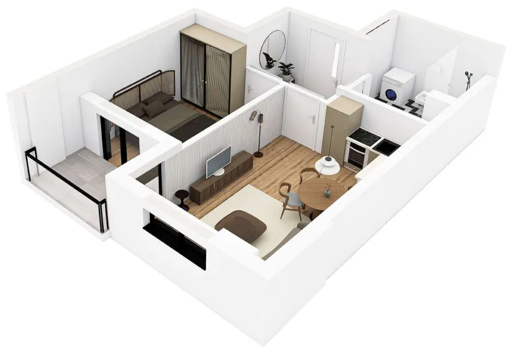 3D prikaz stana STAN 05, dvosoban
